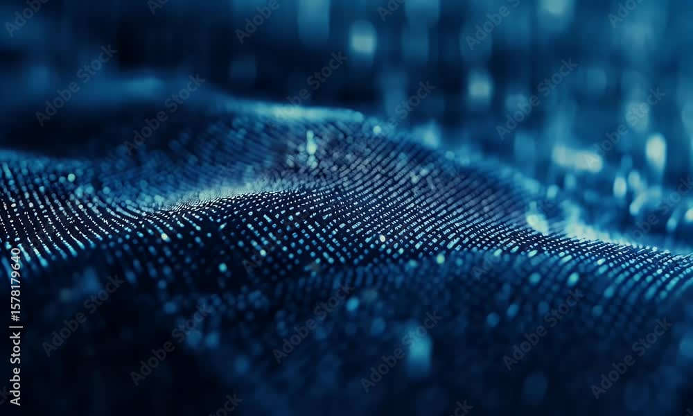 Poster abstract digital blue background with glowing dots and lines forming a landscape. big data technolog