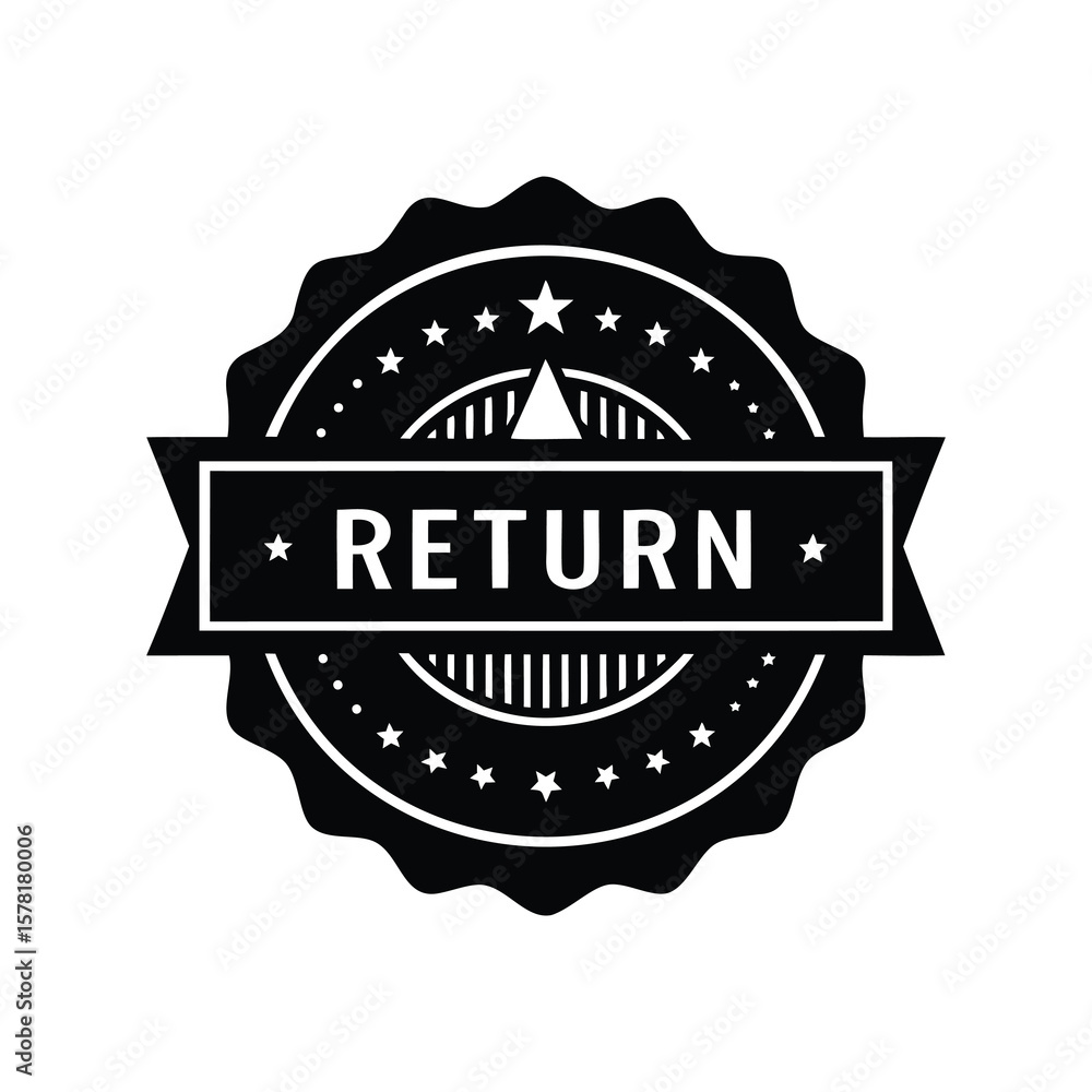 Poster return emblem with stars and stripes in a minimalist design element