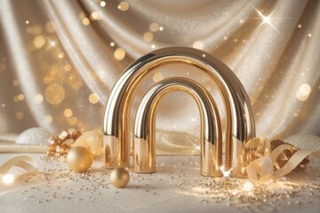 Elegant gold arches with sparkles, creating a sophisticated and festive ambiance