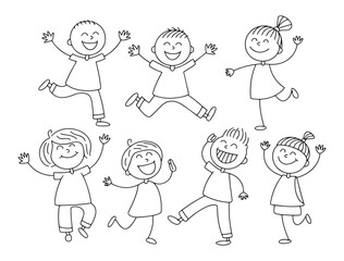 Cute Cartoon Children Sketches Illustration