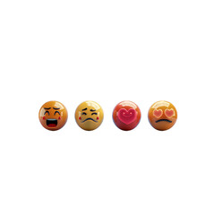realistic 3D emoji icons with glossy texture, smiling, crying, h