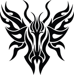 Flaming Demon Head Tribal Vector