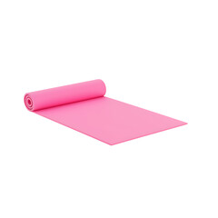 A pink yoga mat isolated on transparent background is ready for stretching