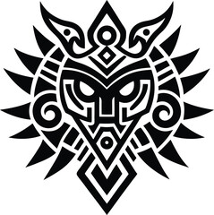 Mechanical Heart Tribal Design vector silhouette