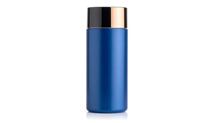Elegant Blue Thermal Bottle on White with Minimalist Design, and Isolated Studio Shot.