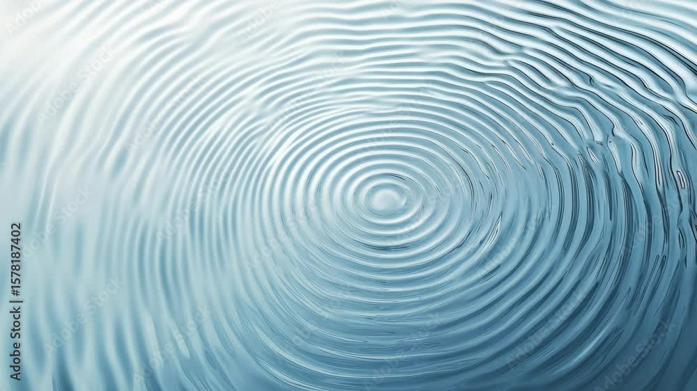 Poster top-down view of rippling water, creating concentric circles. the serene video captures the calming 