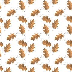 Autumn leaves of brown dry leaf illustration fall season isolated seamless background vector