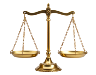 Classic Scales of Justice with Balanced Plates isolated on transparent background PNG