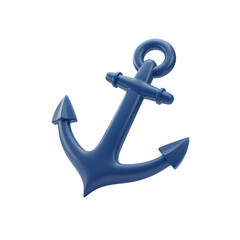 A blue anchor is isolated on transparent background for nautical adventures © Md