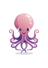 Flat Vector Illustration of a Friendly Octopus