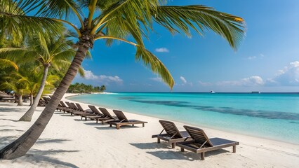 beach chairs and umbrellas on the beach