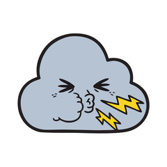 Cartoon Cloud Bursting with Energy Illustration of an Angry Cloud with Lightning Bolts, Depicting Stormy Weather and Bad Moods