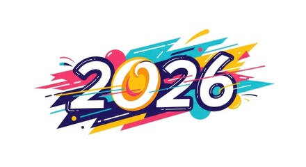 Celebrate the Vibrant Arrival of 2026 with Festive Colors and Abstract Designs