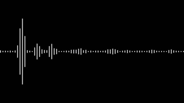 audio wave animation isolated on black background. Audio waveform with frequency animated lines. audio visualizer on black background. Sound waveform spectrum animation. digital voice visualization.