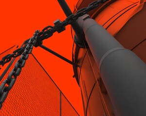 Industrial structure with chains against orange