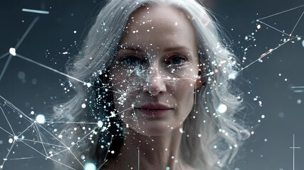 Woman with digital overlay - Powered by Adobe