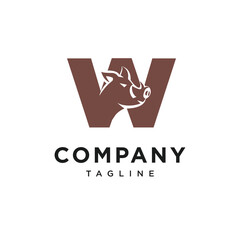 Letter W Warthog Logo Icon Vector
