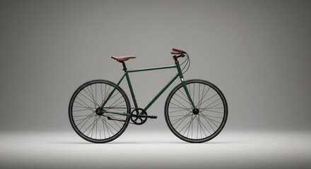 Sleek Green Bicycle with Leather Accents on a Neutral Background