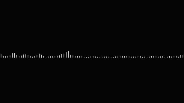 audio wave animation isolated on black background. Audio waveform with frequency animated lines. audio visualizer on black background. Sound waveform spectrum animation. digital voice visualization.