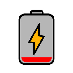 Battery charge indicator icons. Phone charge level, color collection of charge power. 