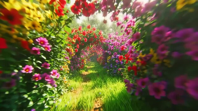 Colorful Flowers Tunnel