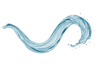 Water splashing in light blue hues, creating dynamic motion against transparent backdrop, highlighting fluid movement and natural vibrancy