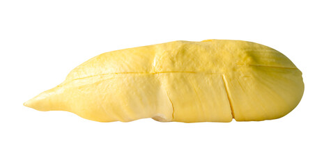 Yellow pulp of ripe durian fruit without peel isolated with clipping path in png file format