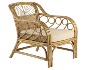 Wooden Wicker Armchair Isolated on Transparent Background