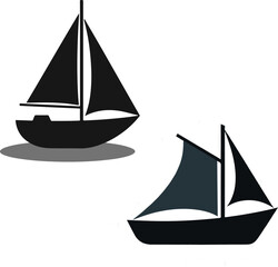 Obraz premium Vector art of two sailboats depicted in silhouette