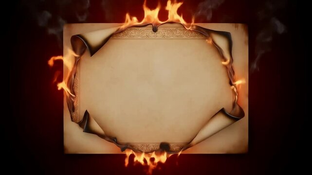 Vintage Parchment with Fire Surrounding the Edges