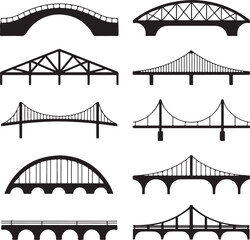 Suspension Bridge Silhouette Vector Illustration

Urban Bridge Icon Design for Architecture or Travel Themes

Silhouette of a City Bridge Isolated on White

Vector Bridge Silhouette for Skyline or Tra
