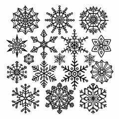black and white set snowflakes