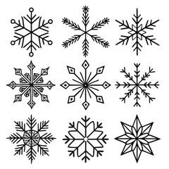 black and white set snowflakes