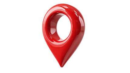 Red pin point location symbol, map address marker icon, isolated on tranparent background 