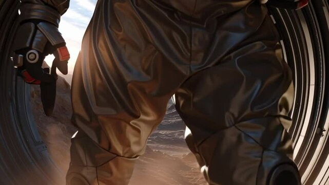 High-Tech Suit: A close-up view of a futuristic, high-tech suit showcasing the intricate details and advanced design, capturing a sense of innovation and technological prowess. 