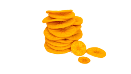 Golden fried banana chips in a circular layout, PNG format with transparent background. Ideal for South Indian snack visuals, recipe cards, or food advertisements.