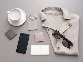 Styled flat lay of modern essentials