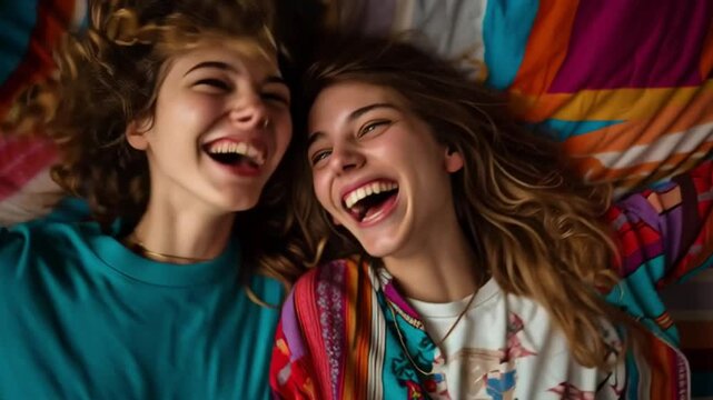 Joyful Twins: Capture the unbreakable bond between two young, identical twins, their faces alight with infectious laughter and shared joy, expressing an unparalleled connection.