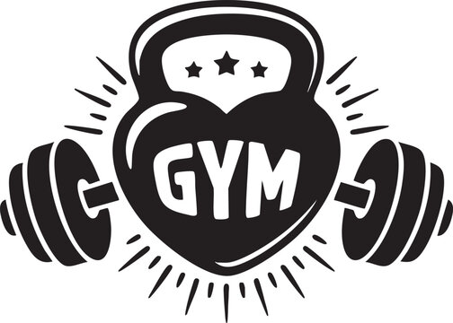 Heartfelt Gym Fitness Kettlebell, Dumbbells, Workout Motivation Logo Design