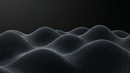 Obraz premium Science Fiction 3D Abstract Digital Art. Futuristic, abstract digital art featuring a black and white landscape with spherical shapes, giving off a high tech vibe