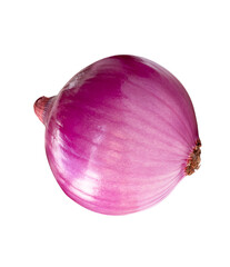 Single fresh peeled red or purple onion bulb isolated on white background with clipping path