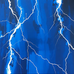 A striking image of white lightning bolts streaking across a deep blue sky, conveying power and drama.