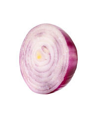 Fresh peeled red or purple onion bulb in half isolated with clipping path in png file format