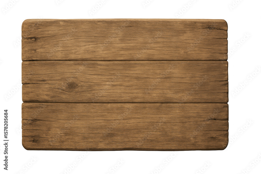 Fototapete empty wooden sign made of light brown planks with transparent background, ideal for adding custom te