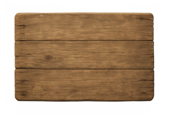 Empty wooden sign made of light brown planks with transparent background, ideal for adding custom text or graphics