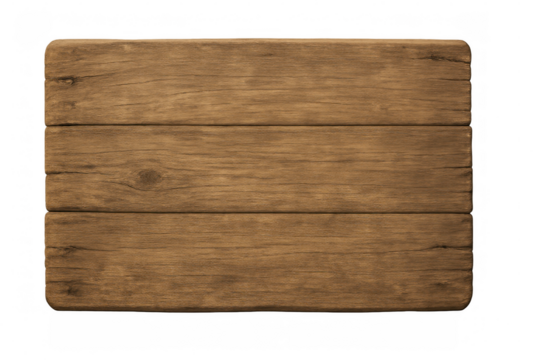 Empty wooden sign made of light brown planks with transparent background, ideal for adding custom text or graphics