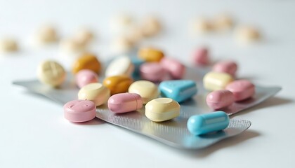 Colorful Pills on Silver Foil Pack