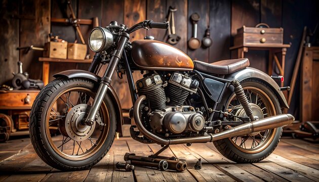 Vintage motorcycle in a workshop (2)