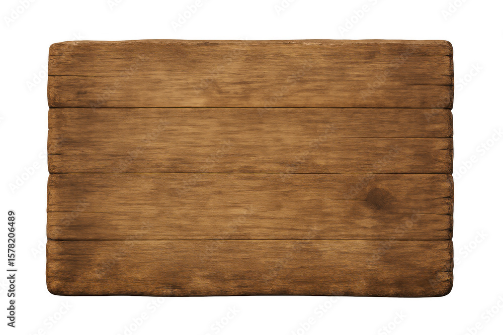 Poster wooden sign made of brown planks with transparent background, ideal for adding custom text or graphi
