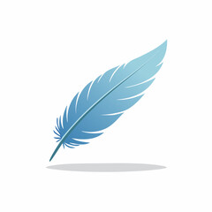 Elegant Blue Feather with Soft Shadow, Symbolizing Lightness and Freedom.